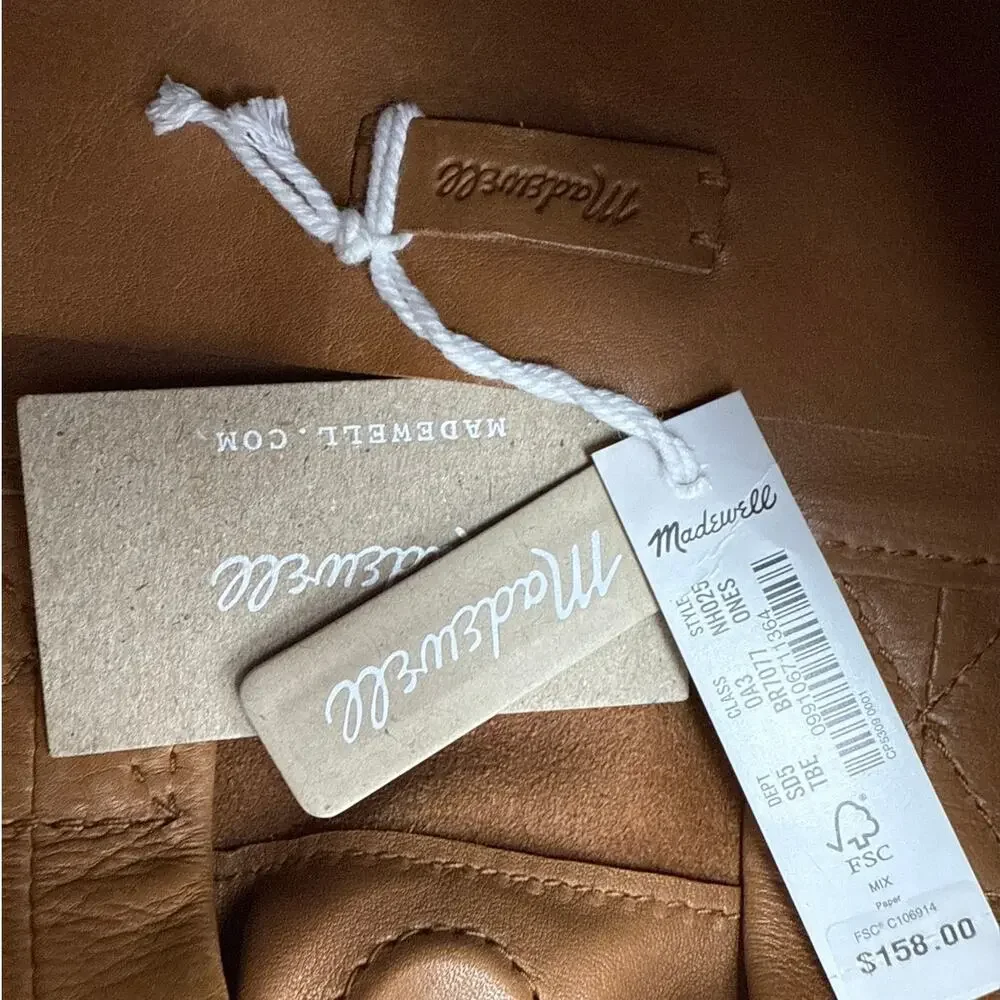 Madewell Piazza Crossbody Purse Brown Leather Timber Beam Bucket Bag NH025